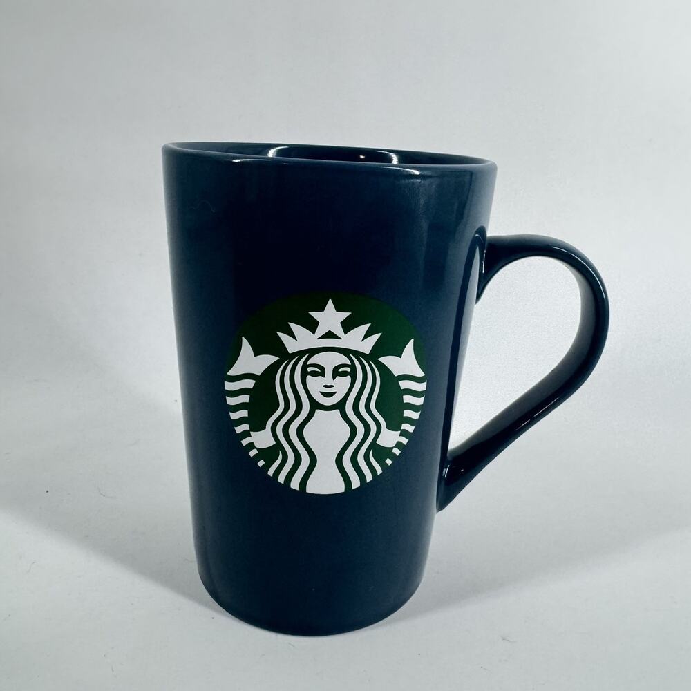 STARBUCKS Ceramic Coffee Mug Cup Blue White Mermaid Logo 11oz Tall 2020